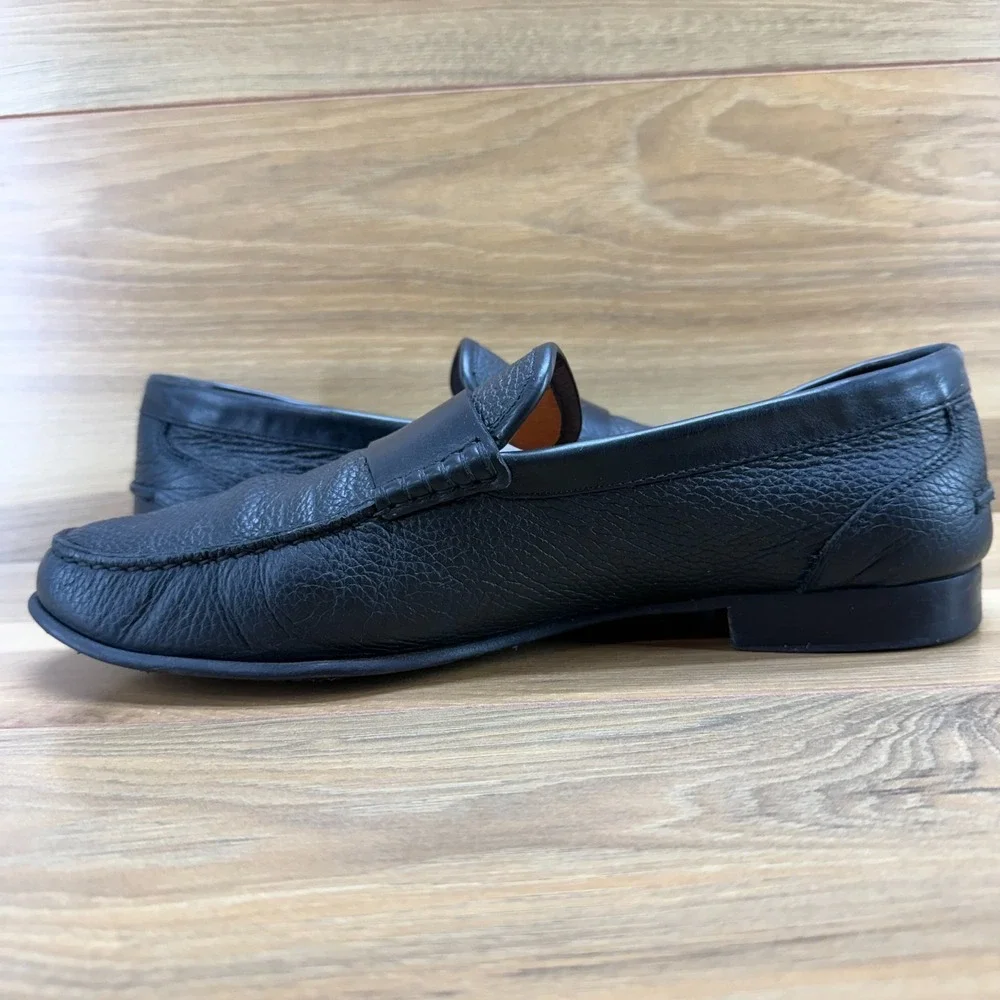 GIVENCHY Moc‎ Toe Loafers Mens EU 43.5 US 10.5 Black Pebble Leather Dress Shoes